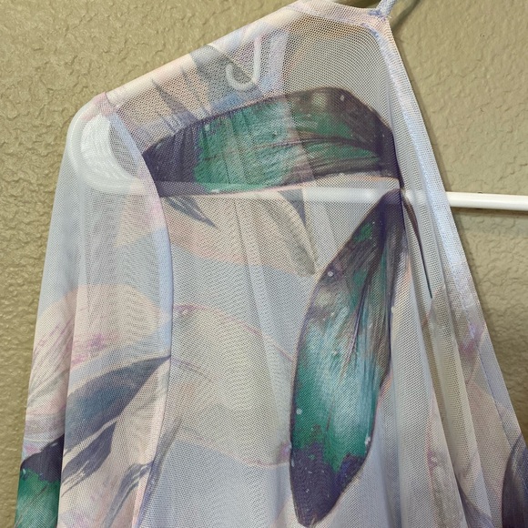 Fabletics Sheer Floral Mesh Draped Wrap Top - Picture 6 of 12